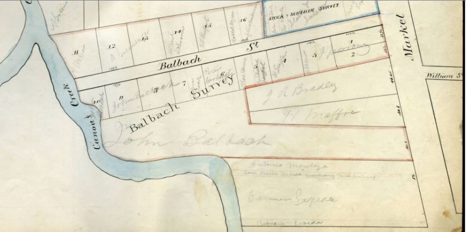 1871 Map of the City of San Jose Balbach Street and Market Street Area
