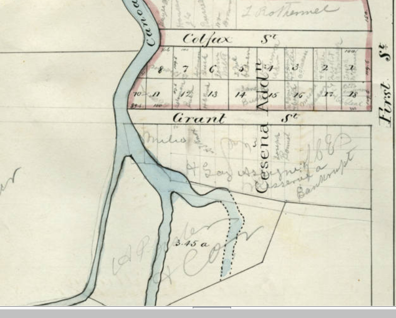 1871 Map of the City of San Jose Colfax Street, Grant Street, and First Street Area